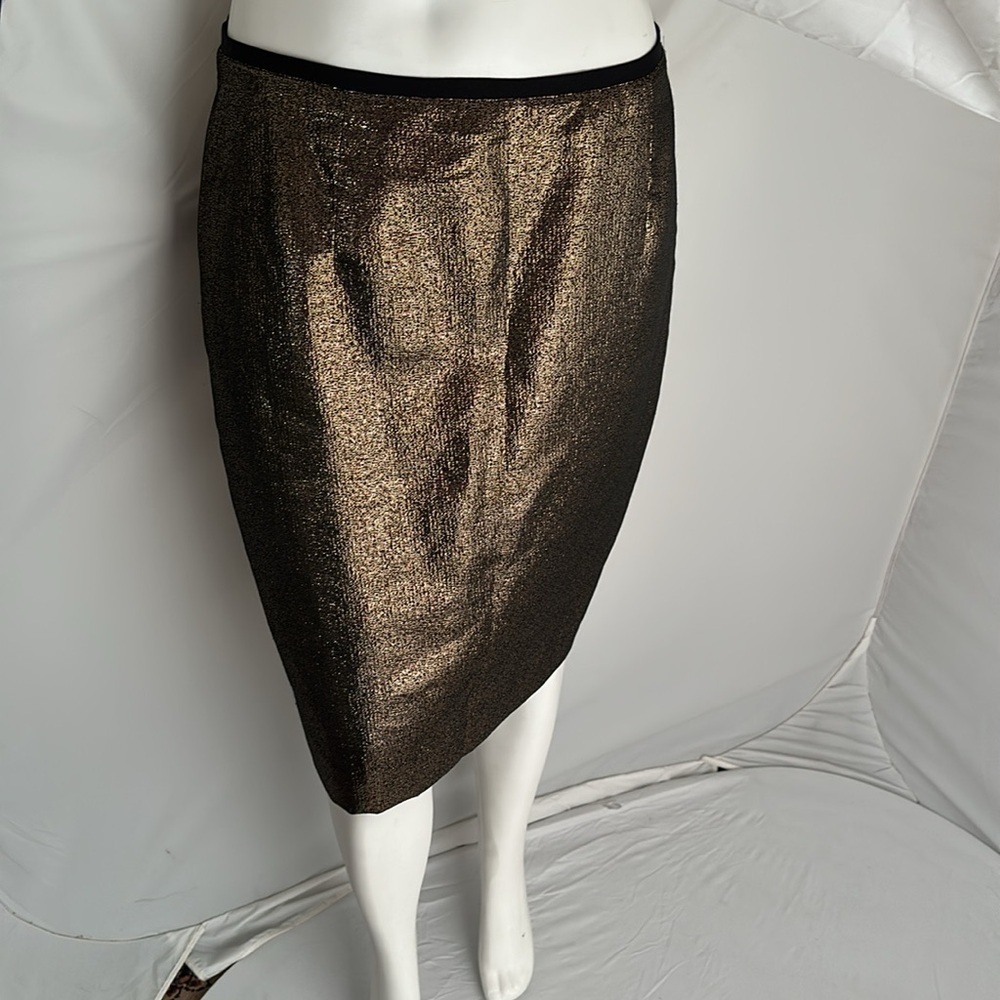 Tory Burch Brandy black and copper metallic pencil skirt